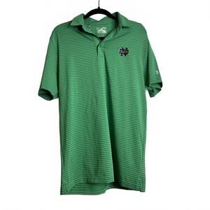 Notre Dame Under Armour Green Striped Men's Polo Shirt Size M